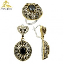 Gümüş Otantik Taşlı Set